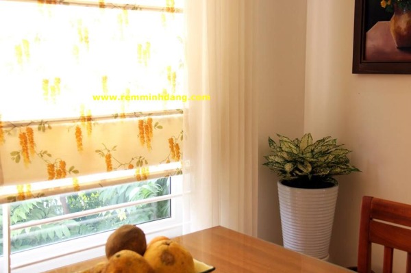 rèm vải voan kết hợp roman
